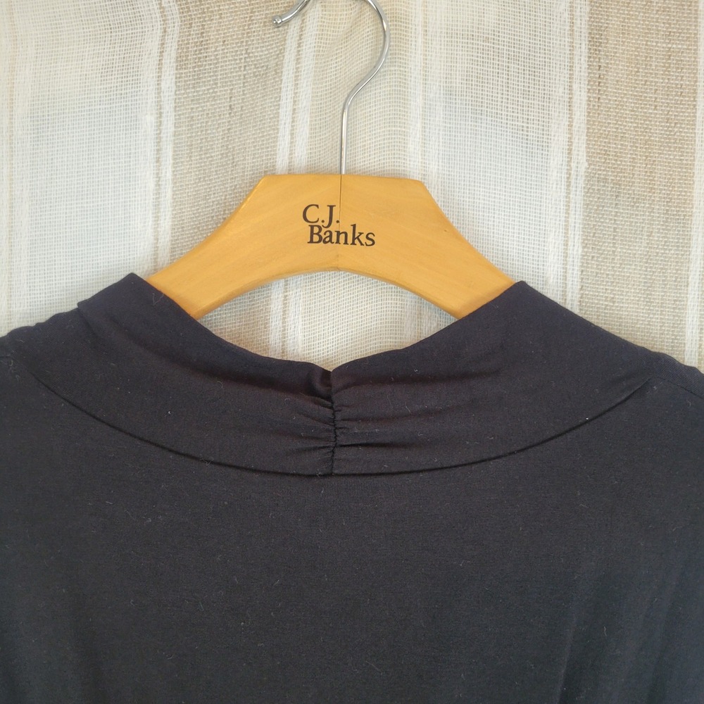 NEW Chico's Classic Pleated Jersey Knit Short Dress Solid Black Size 3/US 16/18 - Picture 9 of 11